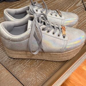 Holographic Silver Platform Sneakers